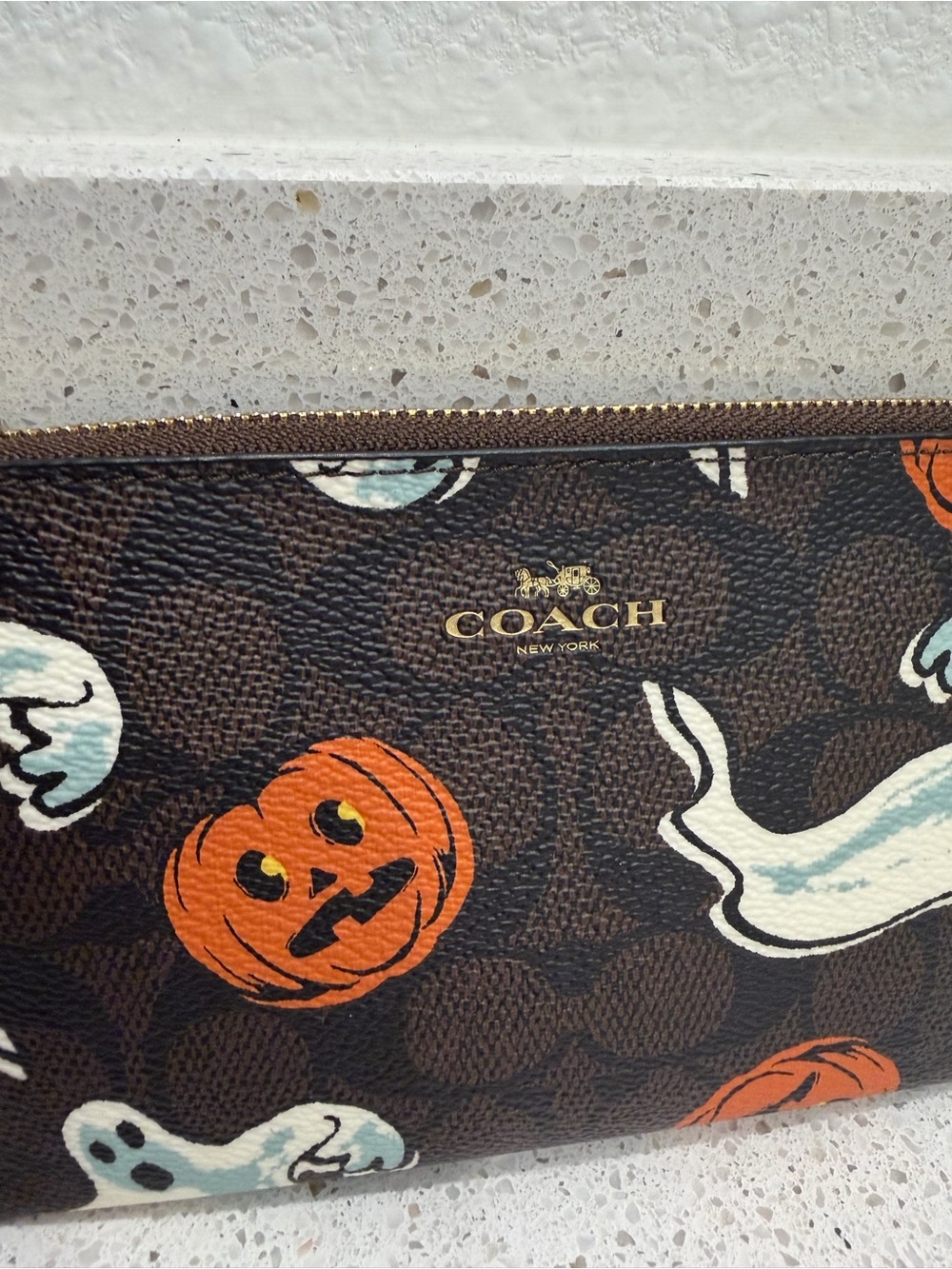 Coach Halloween Wristlet Black CCL21 Ghost Pumpkin NEW - Picture 2 of 11